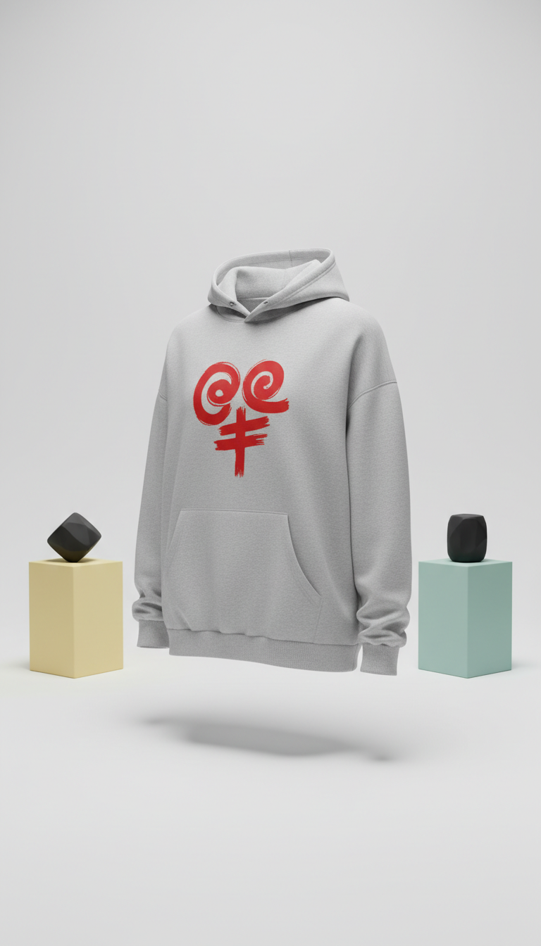 Oversized Hoodie with Red Message